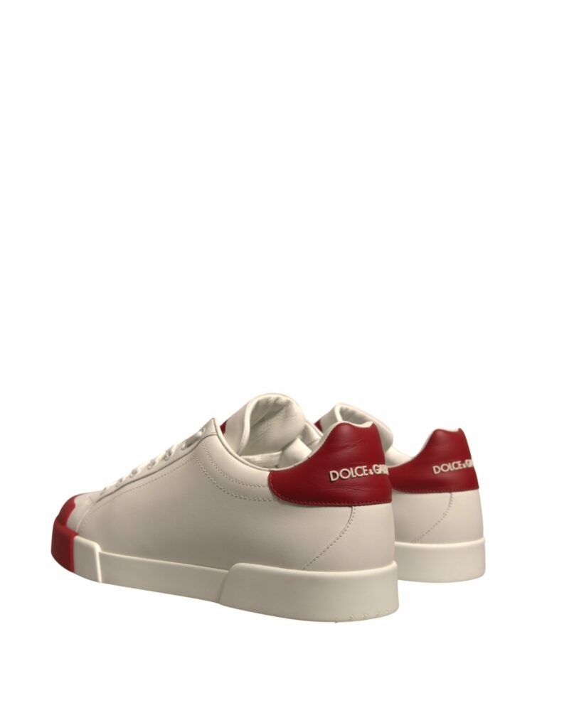 Dolce & Gabbana White Leather Logo Portofino Sneakers Shoes - Image 4