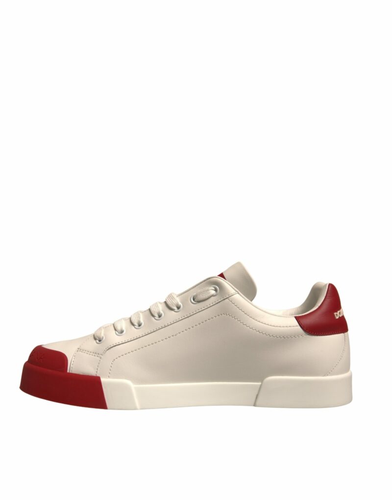 Dolce & Gabbana White Leather Logo Portofino Sneakers Shoes - Image 5