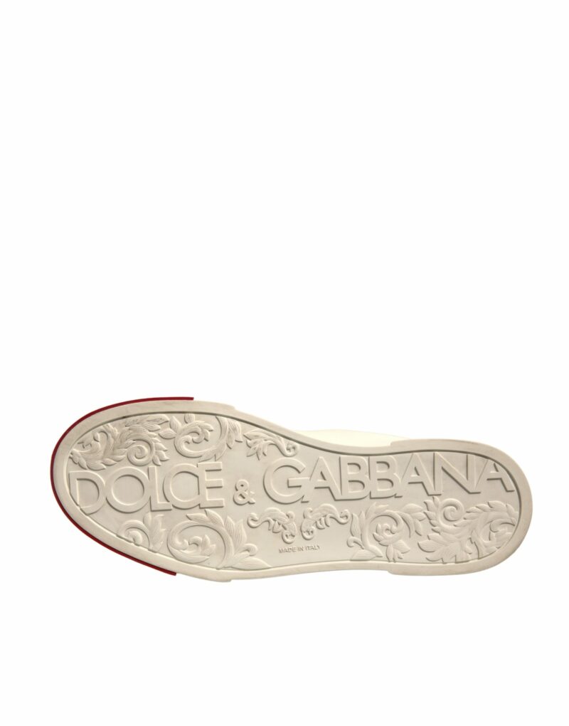 Dolce & Gabbana White Leather Logo Portofino Sneakers Shoes - Image 6