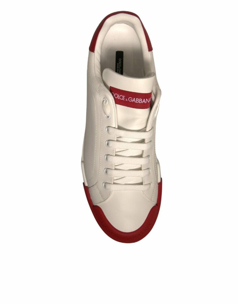 Dolce & Gabbana White Leather Logo Portofino Sneakers Shoes - Image 8