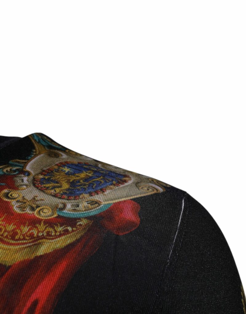 Dolce & Gabbana Black Heraldic DG Silk Round Neck Pullover Sweater - Image 4