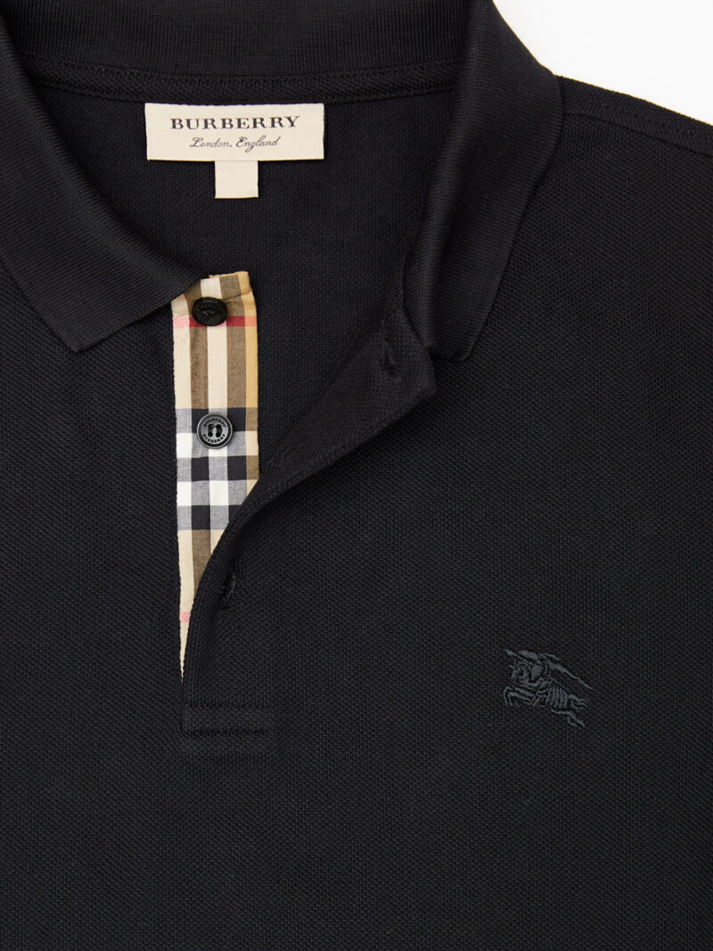 Burberry Black Cotton Collared Polo Shirt - Image 2