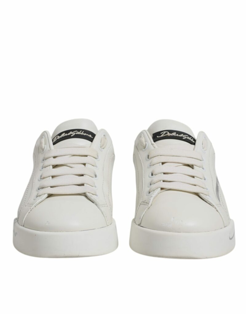 Dolce & Gabbana White Black Logo Portofino Men Sneaker Shoes - Image 2