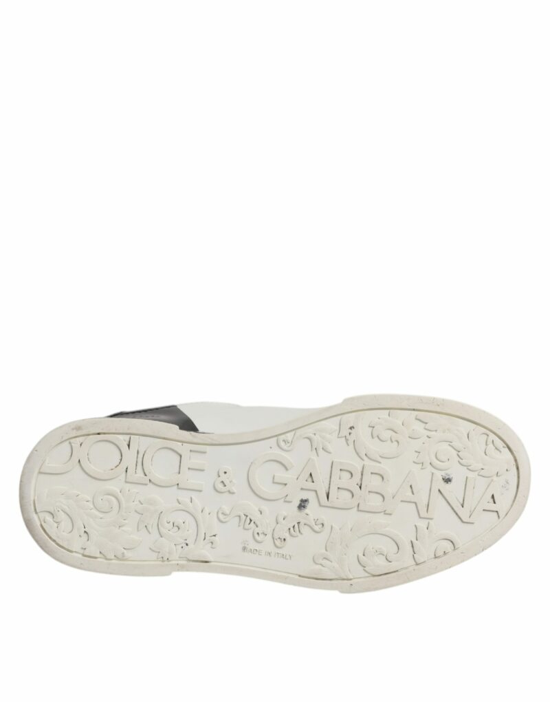 Dolce & Gabbana White Black Logo Portofino Men Sneaker Shoes - Image 8
