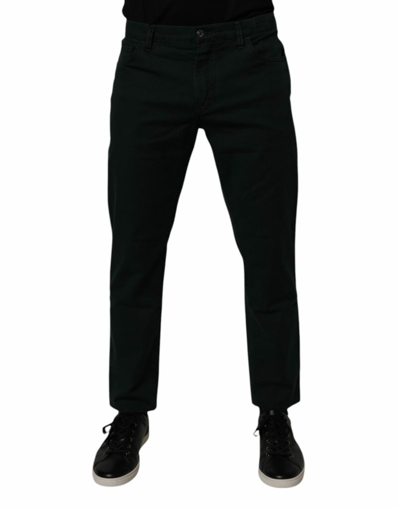 Dolce & Gabbana Dark Green Cotton Loose Skinny Men Denim Jeans - Image 2