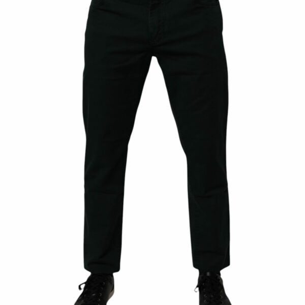 Dolce & Gabbana Dark Green Cotton Loose Skinny Men Denim Jeans