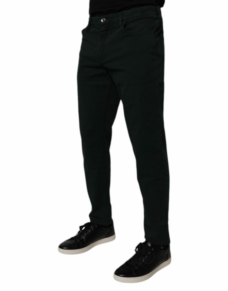 Dolce & Gabbana Dark Green Cotton Loose Skinny Men Denim Jeans - Image 3