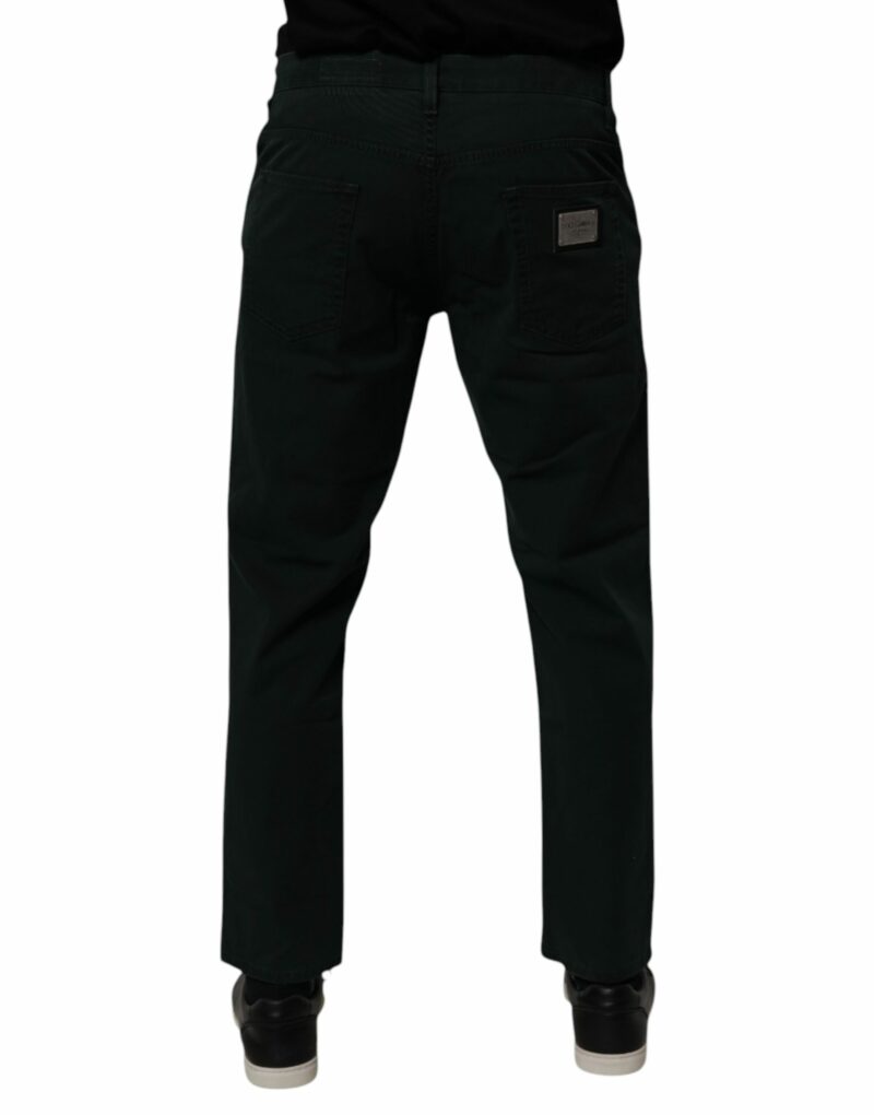 Dolce & Gabbana Dark Green Cotton Loose Skinny Men Denim Jeans - Image 4