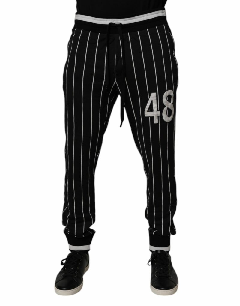 Dolce & Gabbana Black White Stripes Jogger Sweatpants Pants - Image 2