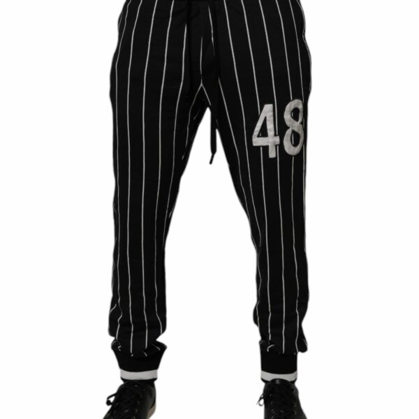 Dolce & Gabbana Black White Stripes Jogger Sweatpants Pants