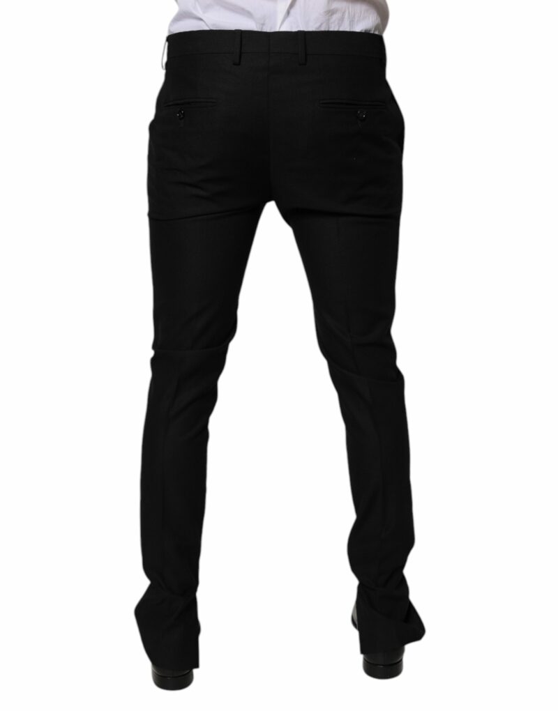 Dolce & Gabbana Black Virgin Wool MenSkinny Dress Formal Pants - Image 4