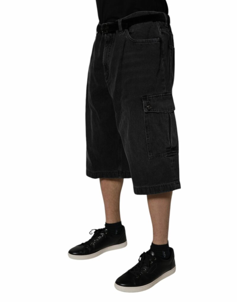 Dolce & Gabbana Black Cotton Cargo Denim Men Bermuda Shorts - Image 3