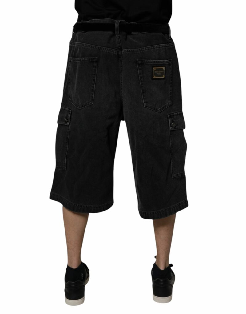 Dolce & Gabbana Black Cotton Cargo Denim Men Bermuda Shorts - Image 4