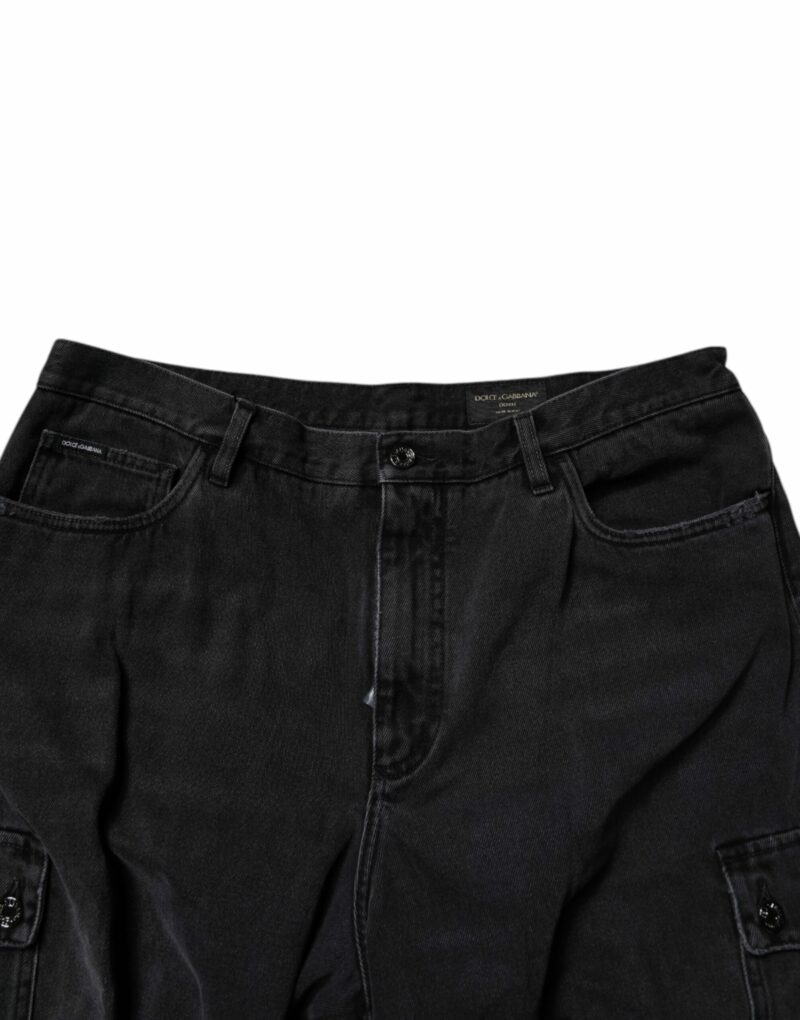Dolce & Gabbana Black Cotton Cargo Denim Men Bermuda Shorts - Image 5