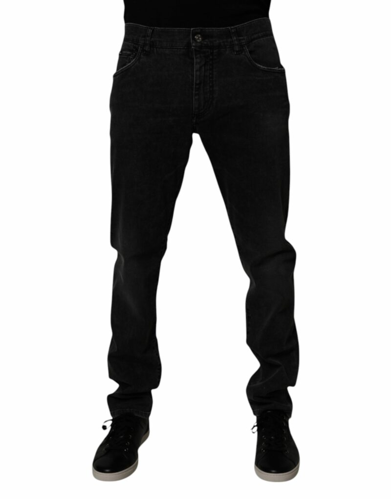Dolce & Gabbana Black Cotton Stretch Slim Fit Men Denim Jeans - Image 2