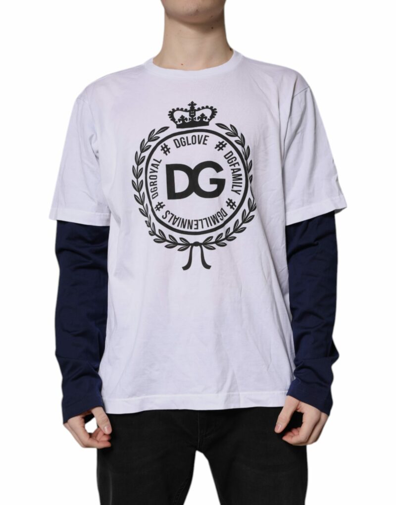 Dolce & Gabbana White Graphic Print Cotton Crew Neck T-shirt - Image 2