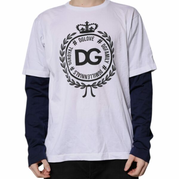 Dolce & Gabbana White Graphic Print Cotton Crew Neck T-shirt
