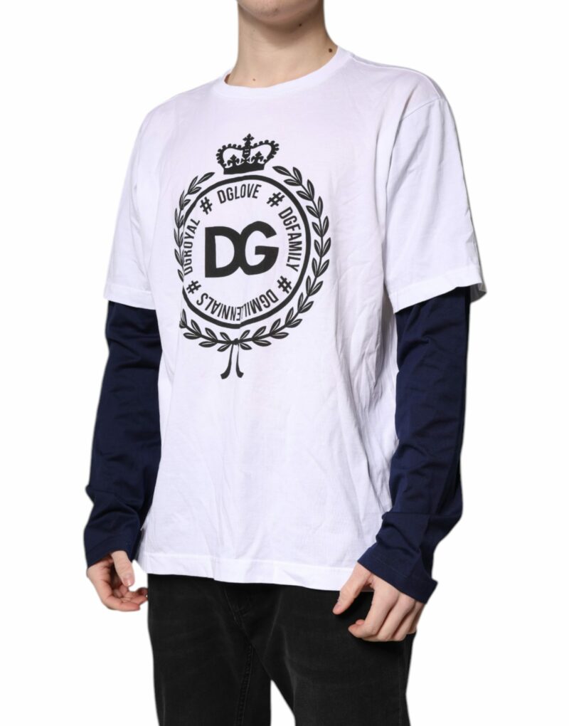 Dolce & Gabbana White Graphic Print Cotton Crew Neck T-shirt - Image 3
