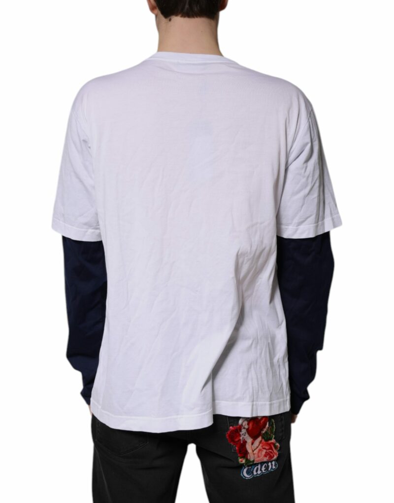 Dolce & Gabbana White Graphic Print Cotton Crew Neck T-shirt - Image 4