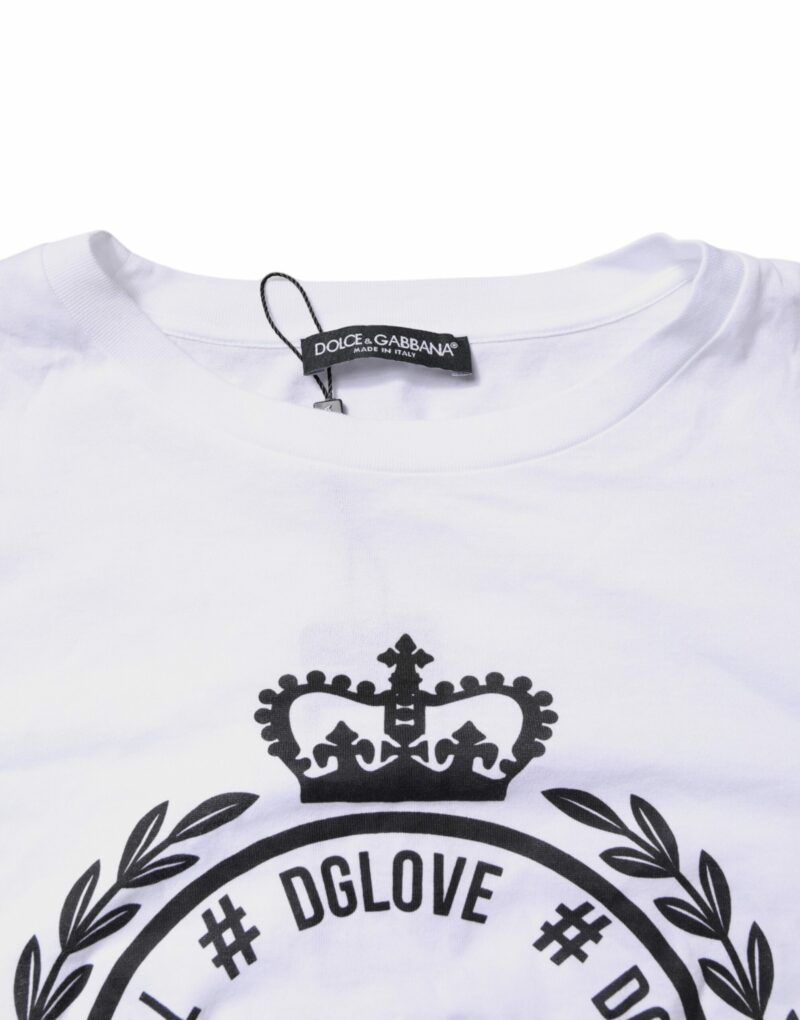 Dolce & Gabbana White Graphic Print Cotton Crew Neck T-shirt - Image 6