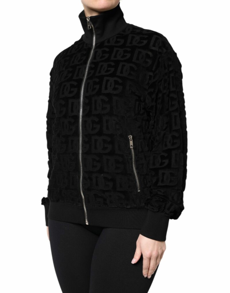 Dolce & Gabbana Black Logo Monogram Full Zip Bomber Jacket - Image 3