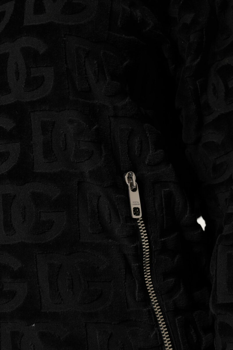 Dolce & Gabbana Black Logo Monogram Full Zip Bomber Jacket - Image 5