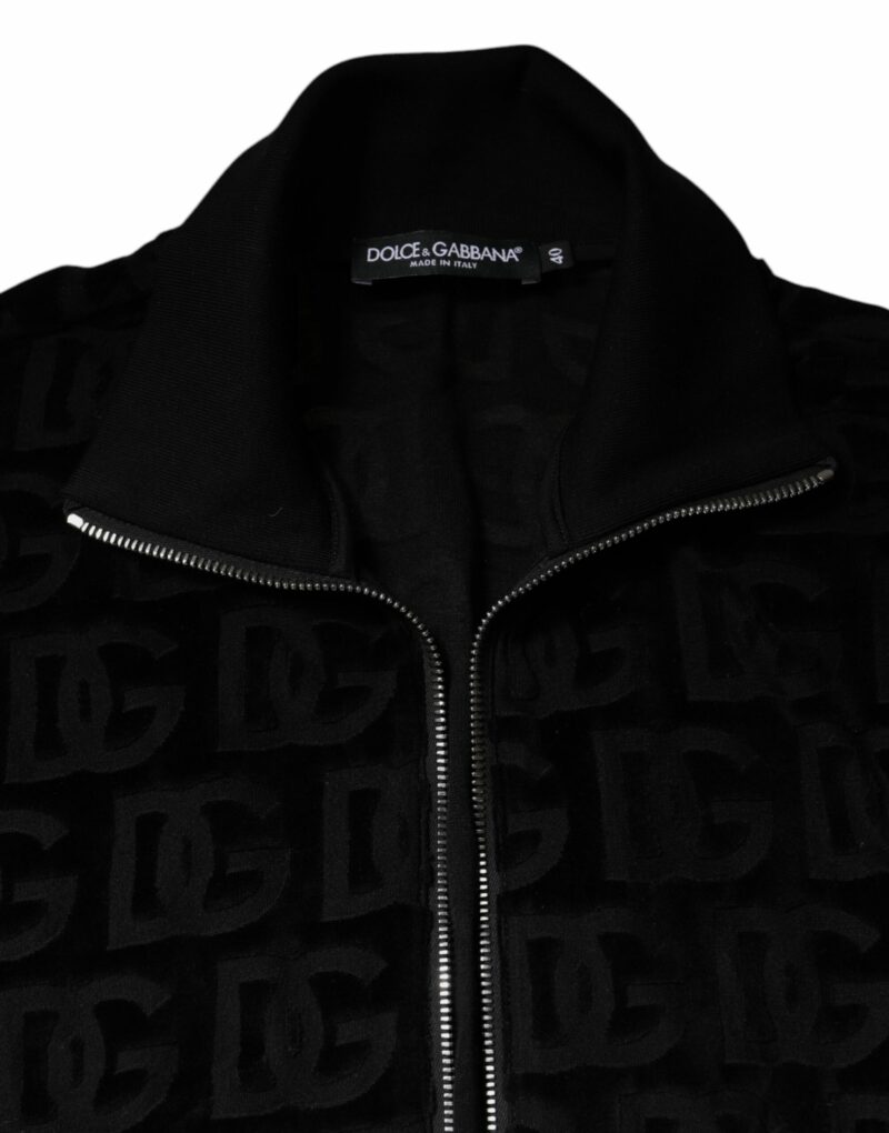 Dolce & Gabbana Black Logo Monogram Full Zip Bomber Jacket - Image 6