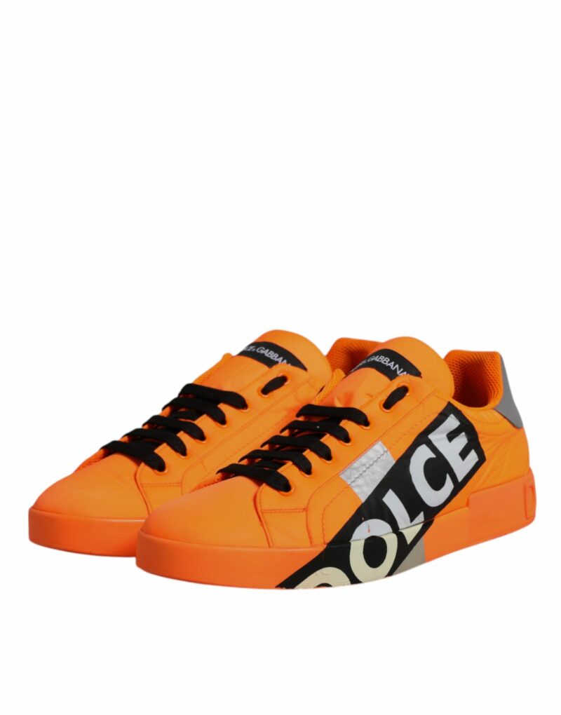 Dolce & Gabbana Orange Portofino Logo Tape Men Sneakers Shoes - Image 4