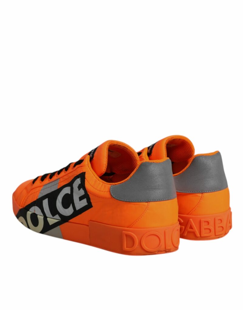 Dolce & Gabbana Orange Portofino Logo Tape Men Sneakers Shoes - Image 5