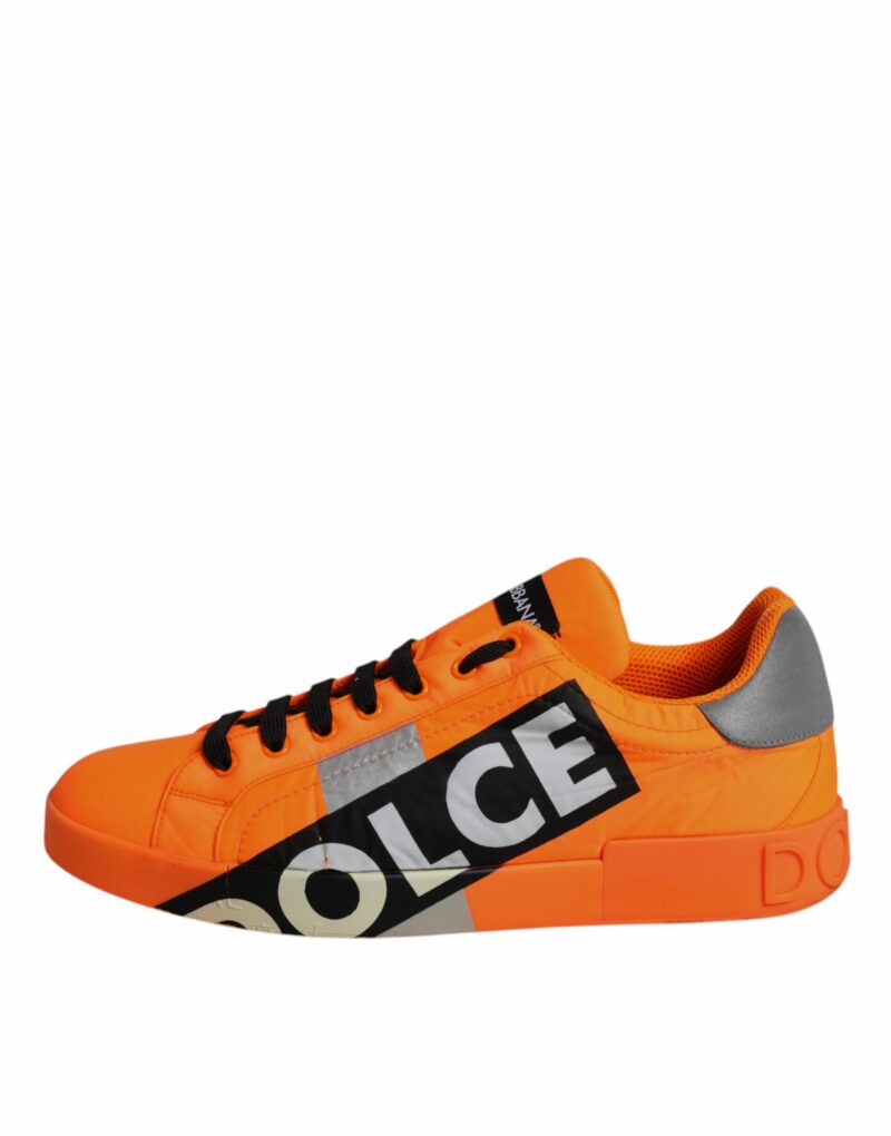 Dolce & Gabbana Orange Portofino Logo Tape Men Sneakers Shoes - Image 6