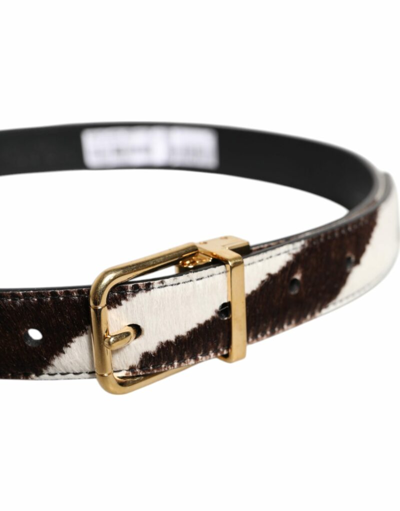 Dolce & Gabbana Black White Pony Leather Waist Buckle Belt - Image 3