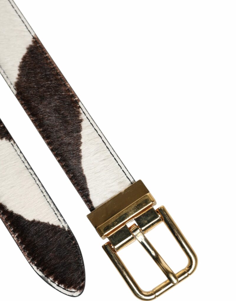 Dolce & Gabbana Black White Pony Leather Waist Buckle Belt - Image 4
