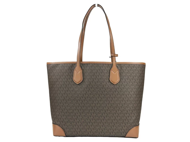Michael Kors Eva Large Stripe Travel Tote Bag Plus Pouch Brown - Image 3