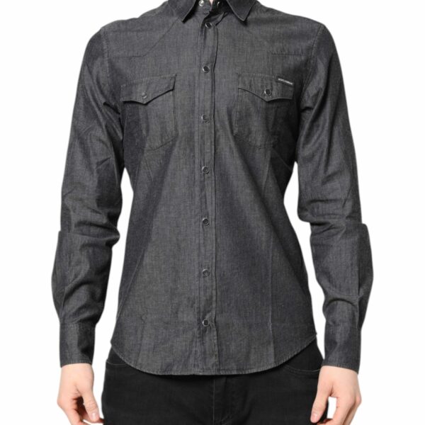 Dolce & Gabbana Gray Cotton Long Sleeves Casual Shirt