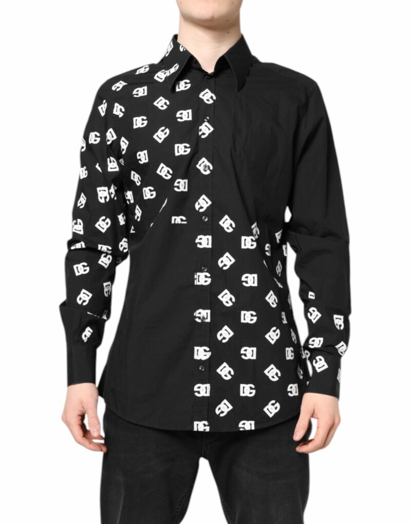 Dolce & Gabbana Black DG Logo Cotton MARTINI Dress Shirt - Image 2