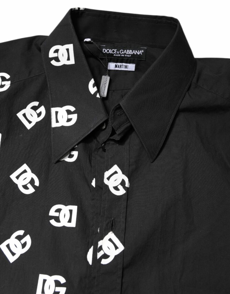 Dolce & Gabbana Black DG Logo Cotton MARTINI Dress Shirt - Image 5
