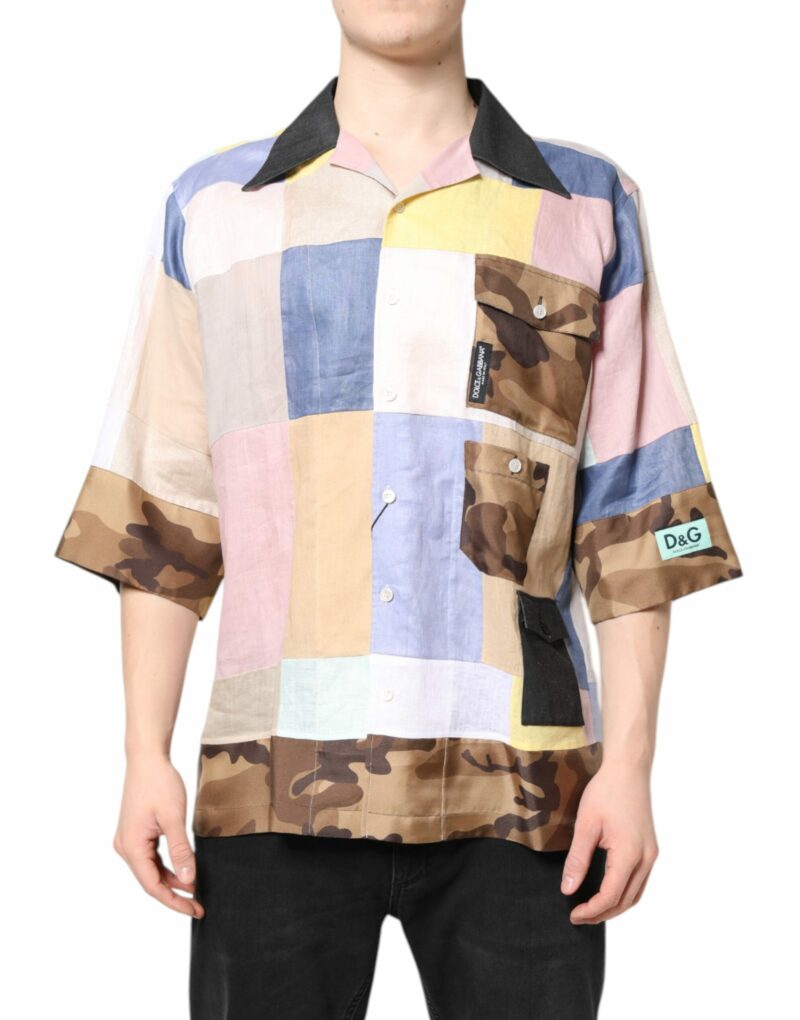 Dolce & Gabbana Multicolor Patchwork Short Sleeve Shirt - Image 2