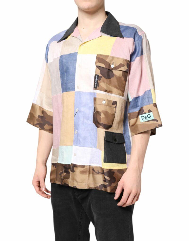Dolce & Gabbana Multicolor Patchwork Short Sleeve Shirt - Image 3