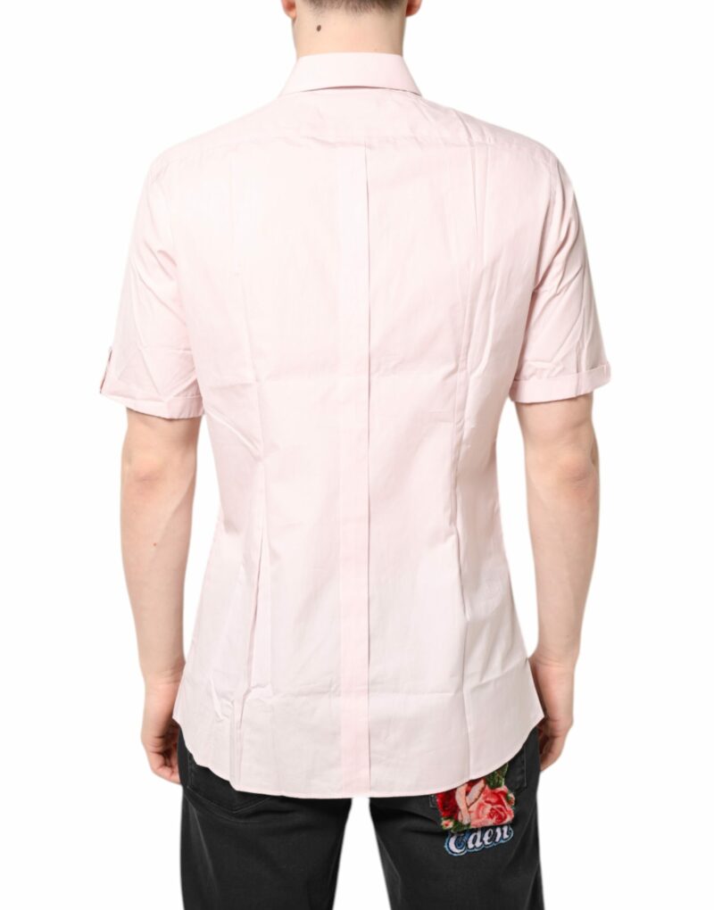 Dolce & Gabbana Pink Short Sleeves Cotton GOLD Casual Shirt - Image 4