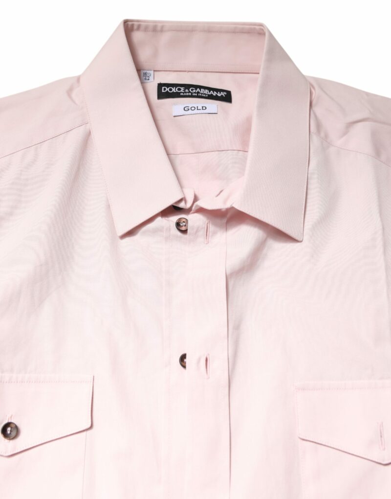 Dolce & Gabbana Pink Short Sleeves Cotton GOLD Casual Shirt - Image 5