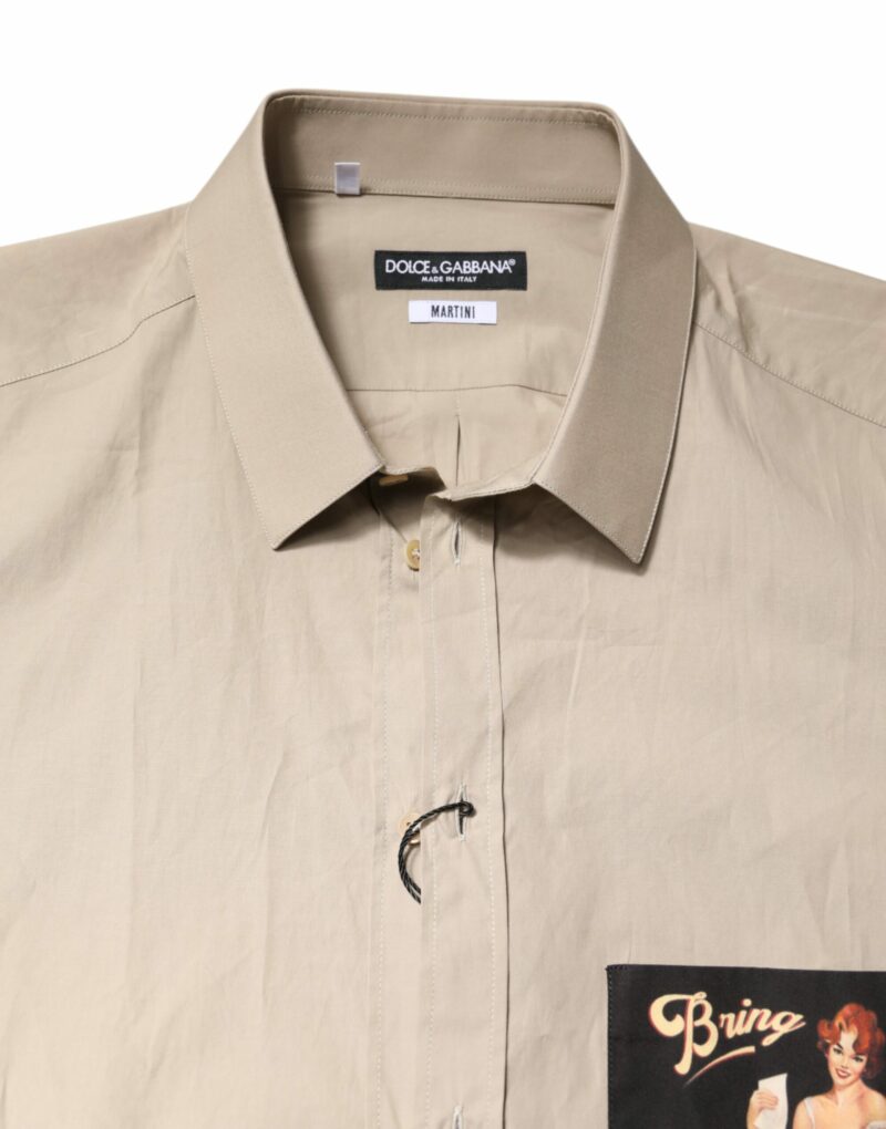 Dolce & Gabbana Beige Pin Up Print MARTINI Men Casual Shirt - Image 5
