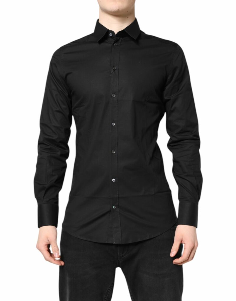 Dolce & Gabbana Black GOLD Cotton Long Sleeves Dress Shirt - Image 2