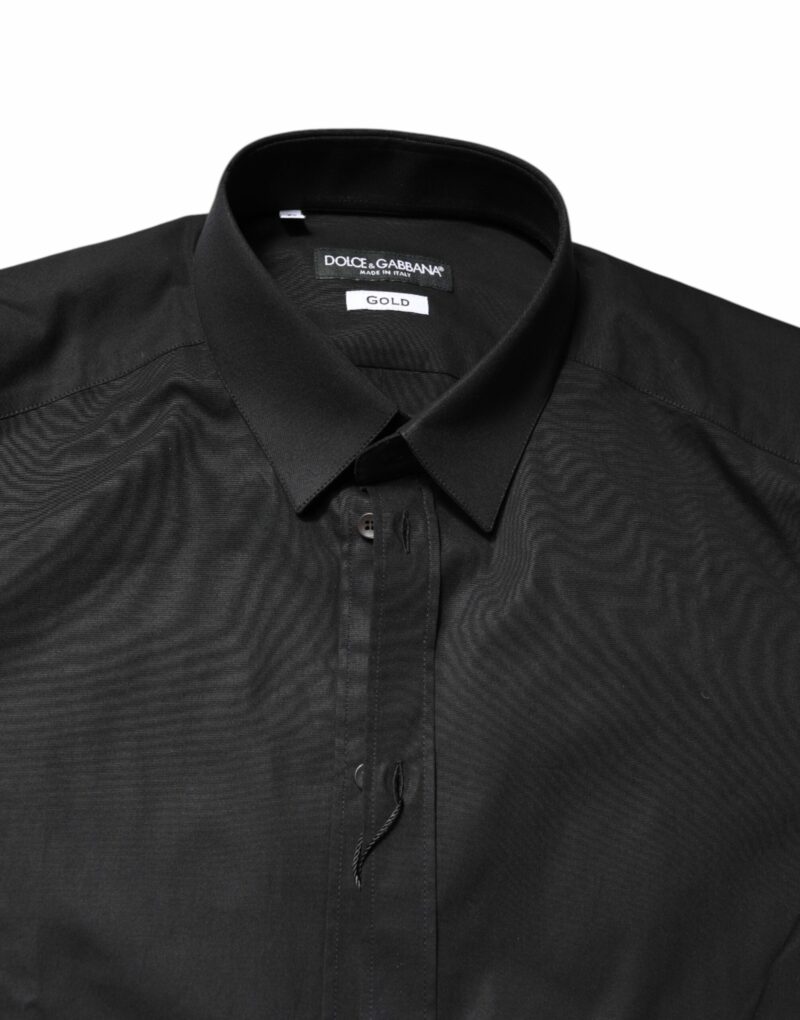 Dolce & Gabbana Black GOLD Cotton Long Sleeves Dress Shirt - Image 5