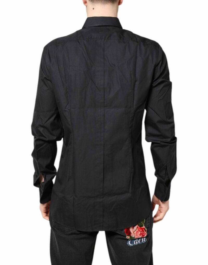 Dolce & Gabbana Black Floral Gold Cotton Dress Formal Shirt - Image 4