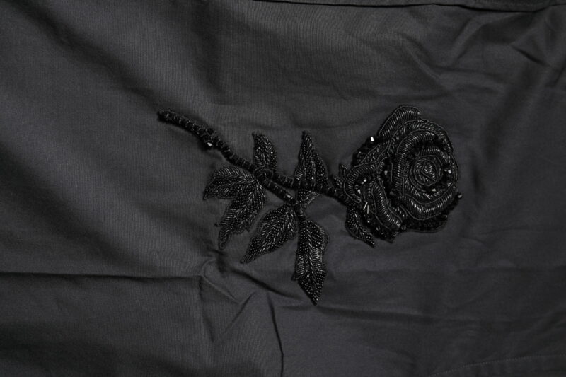 Dolce & Gabbana Black Floral Gold Cotton Dress Formal Shirt - Image 6