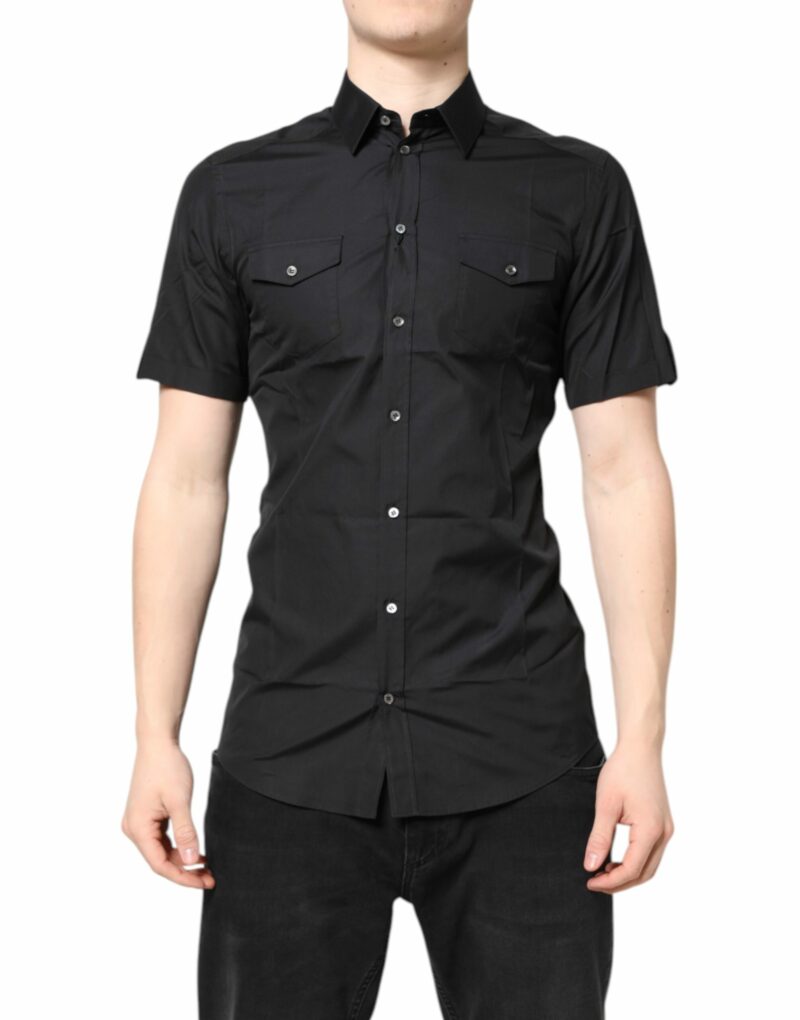 Dolce & Gabbana Black Short Sleeves Cotton GOLD Casual Shirt - Image 2
