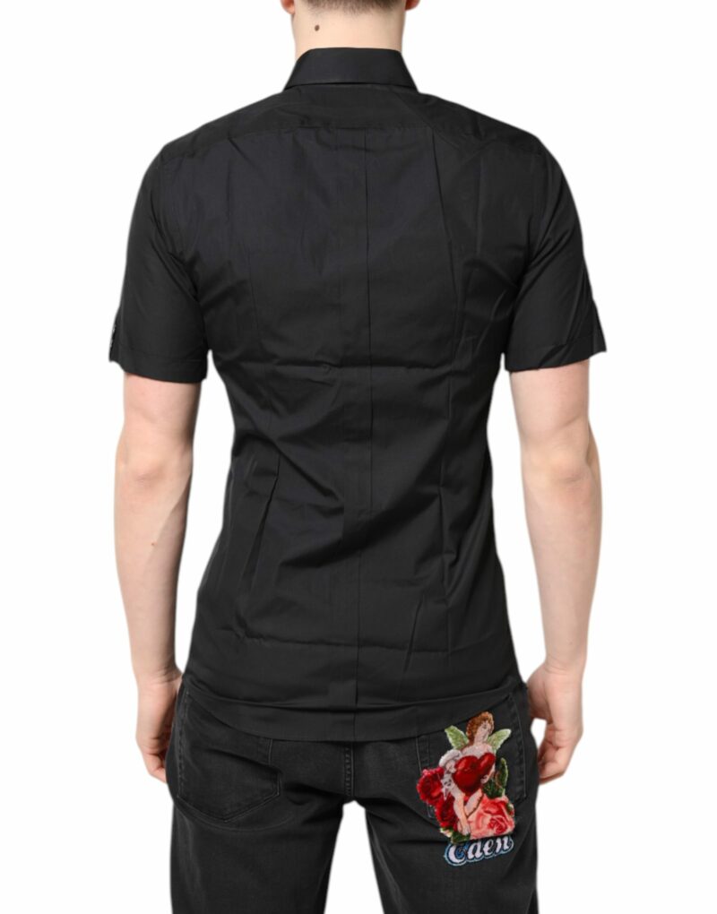 Dolce & Gabbana Black Short Sleeves Cotton GOLD Casual Shirt - Image 4