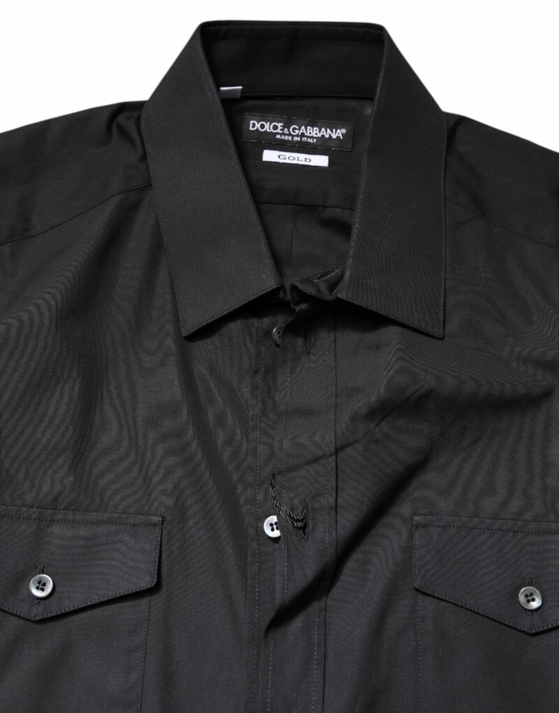Dolce & Gabbana Black Short Sleeves Cotton GOLD Casual Shirt - Image 5