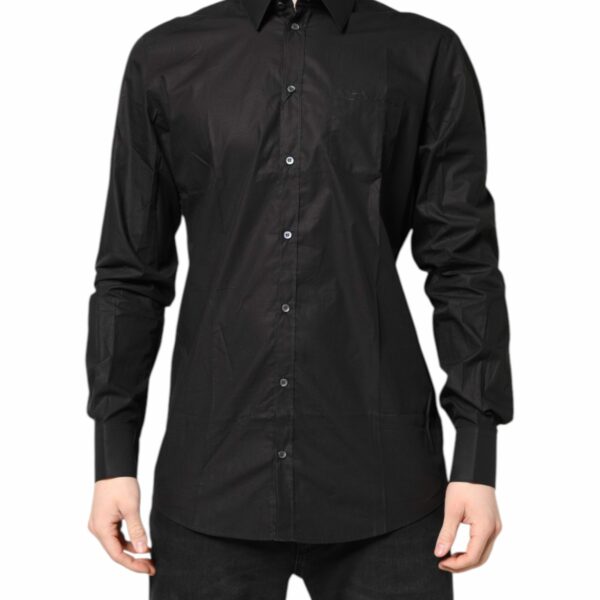 Dolce & Gabbana Black GOLD Cotton Dress Formal Shirt