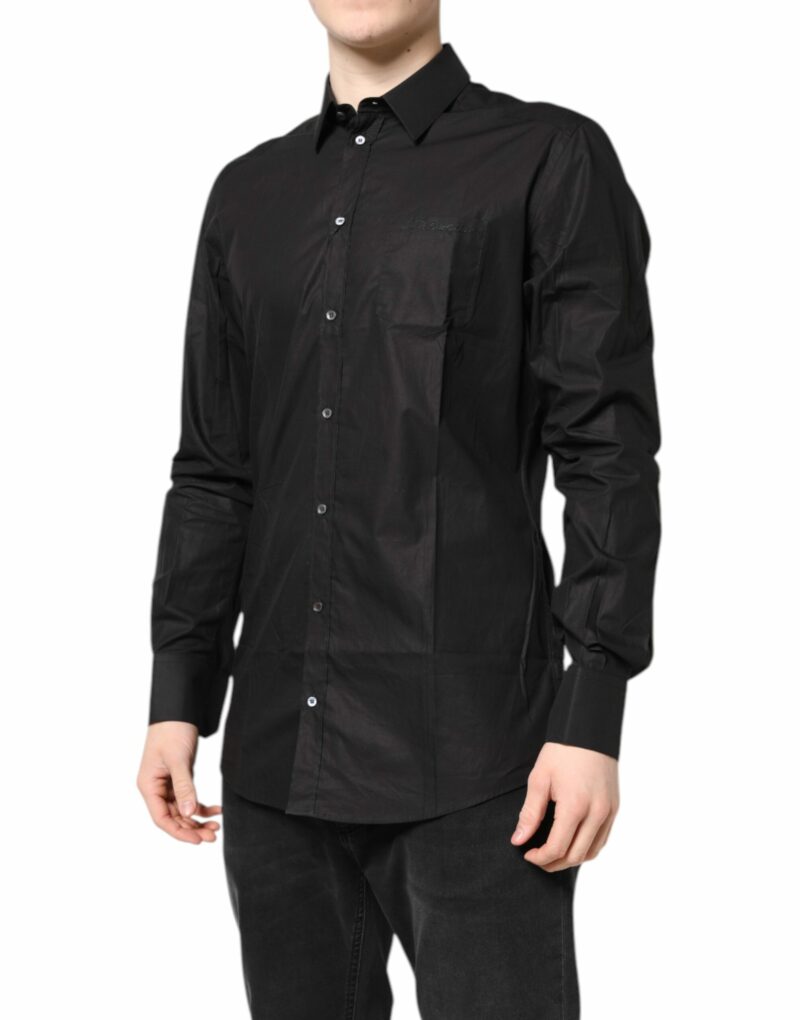 Dolce & Gabbana Black GOLD Cotton Dress Formal Shirt - Image 3